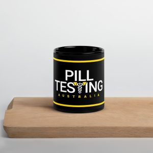 Pill Testing Australia - Black Glossy Mug